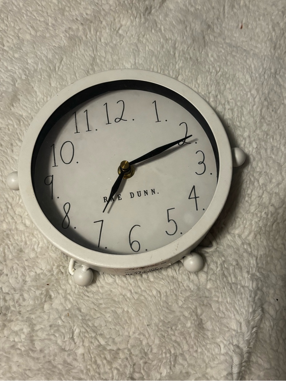 Rae Dunn White Round Desk Clock with Black Hands